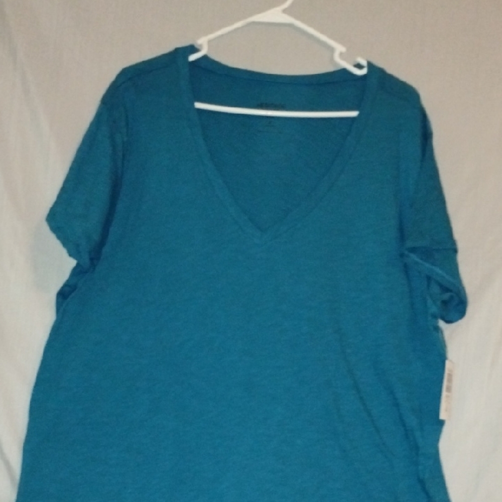 Torrid 2 Teal V-Neck Short Sleeve Top